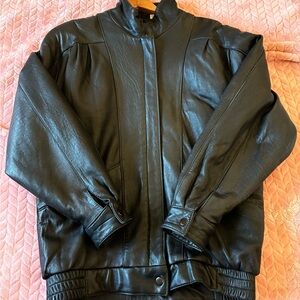 80s Vintage Genuine Leather Jacket (Black) – Small